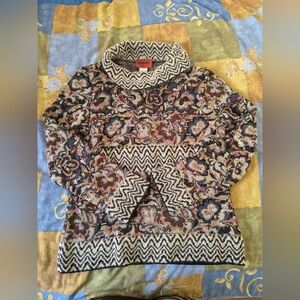 Missoni Multicolor Floral Chevron Cowl-Neck Sweater - Cream, Black, Pink, Brown